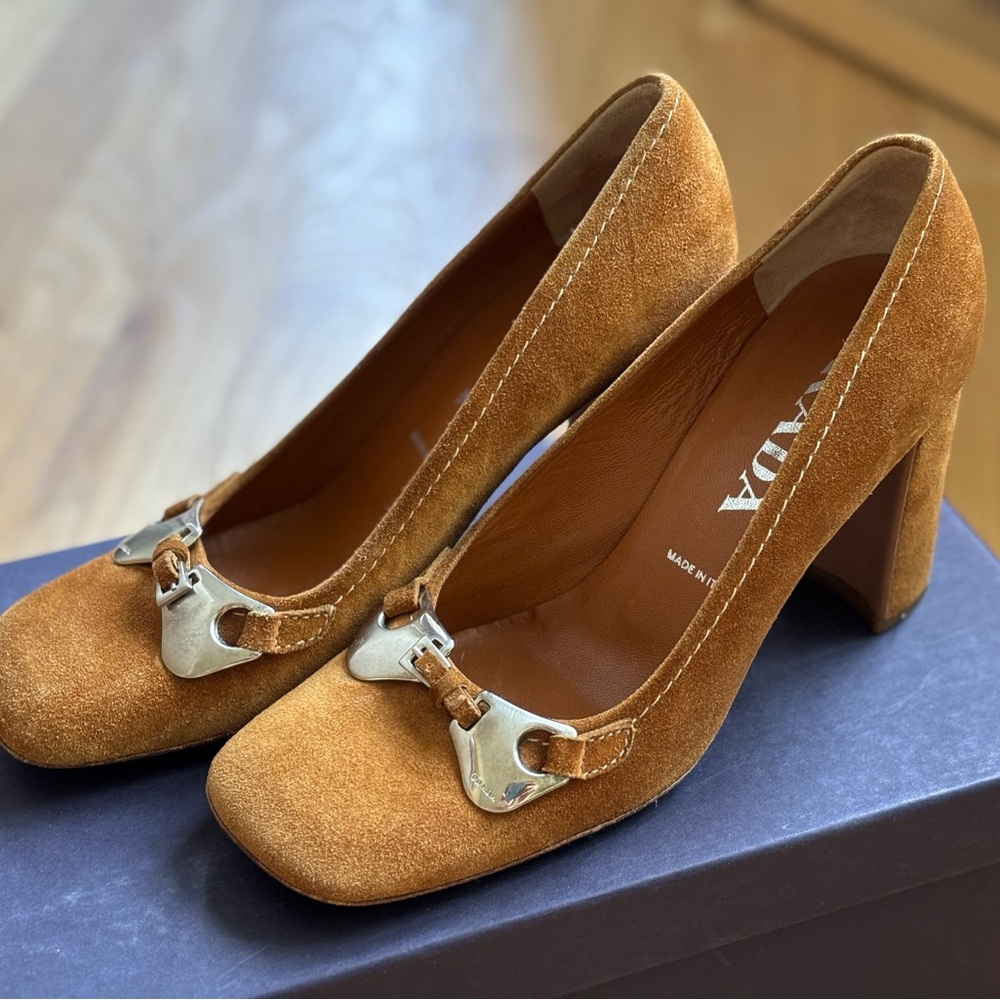 Prada Women's Brown Suede Heels